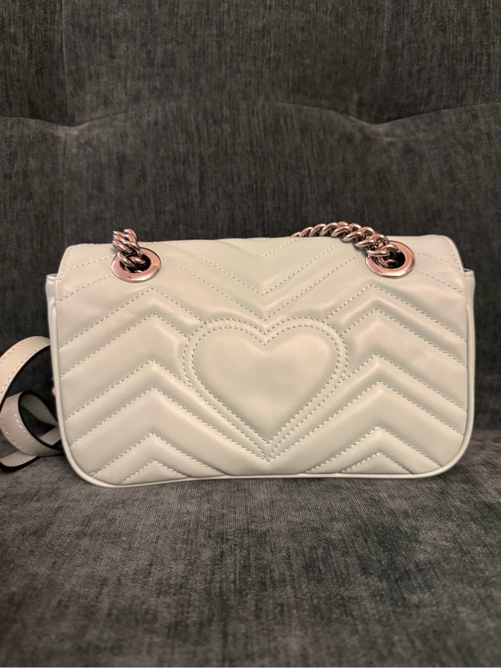 GG Marmont Mini 446744 Mint Green Leather Silver Hardware Shoulder Bag - Picture 5 of 11